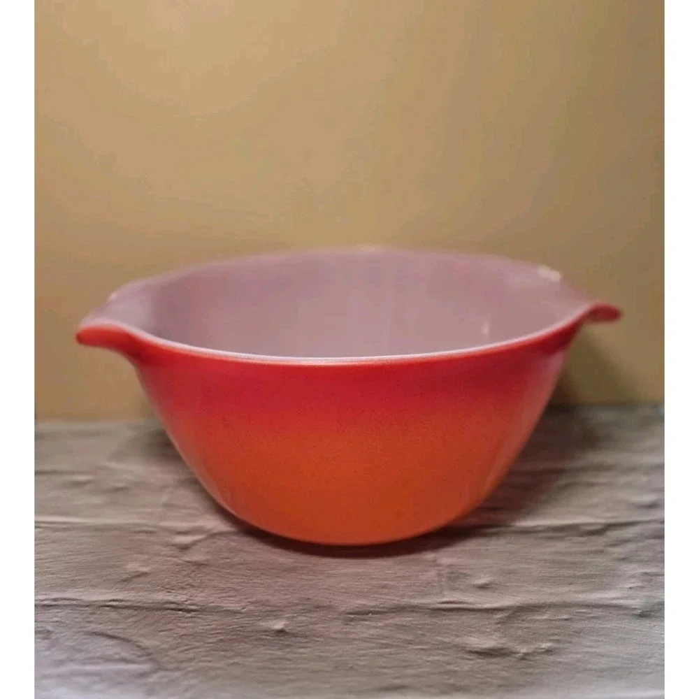 Anchor Hocking Fire King Ware Cinderella Orange Ombre Bowl With Handles 1.5...